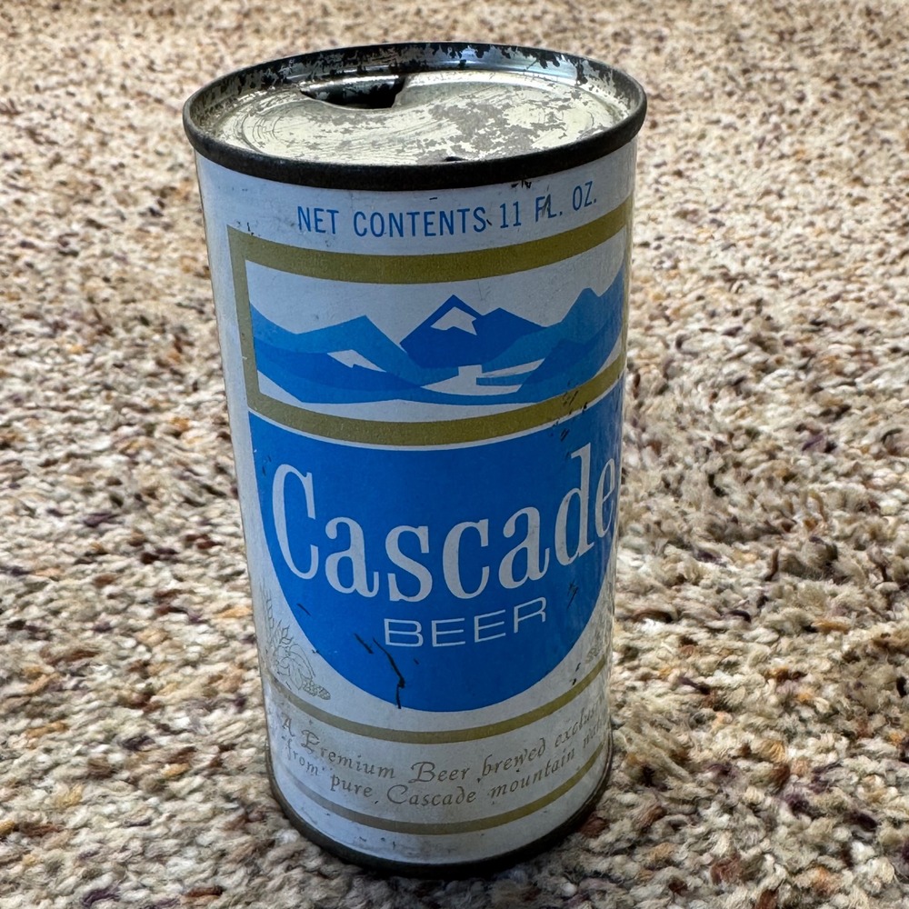 Vintage Cascade Beer Flat Top 11oz Steel Can Blue Mountain Graphics‎ PNW Rare
